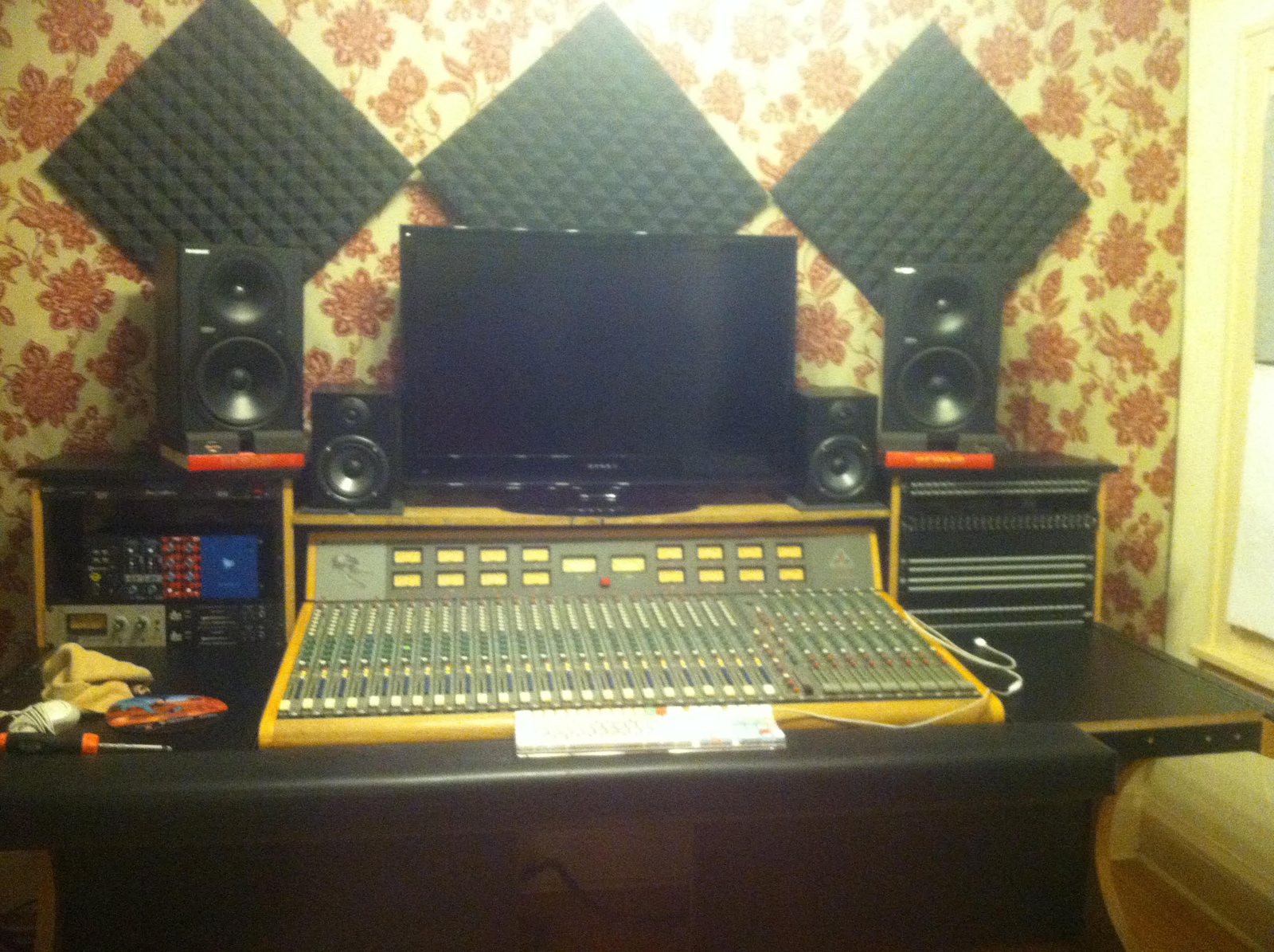 Studio control room with monitors
